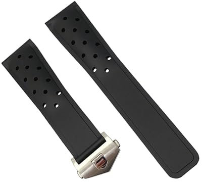 London Craftwork Silikon Armband Kompatibel Mit Tag Heuer Uhr Monaco Carrera Formel 1 Uhr 22mm Schwarz-Silber