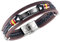 Pulsera España hombre de cuero y acero inoxidable - Regalos Originales hombres- Pulseras con bandera española de 21 cm con cierre de seguridad - Brazalete cruz padre nuestro