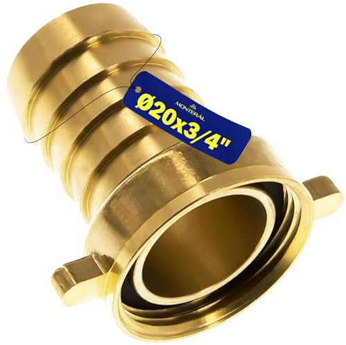 Raccordo Portagomma in Ottone per Tubo Flessibile con Diametro Ø 20 mm e Filettatura Femmina 3/4” - Garanzia di 10 Anni - MONTERAL