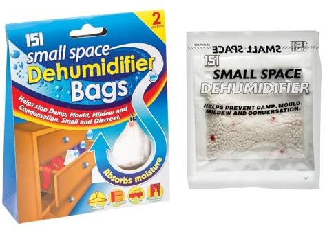 2 Pack Small Space Dehumidifier Bags 4 Sachets | Helps Damp Mould Mildew Condensation | Wardrobe Caravan Drawers Cars (2)