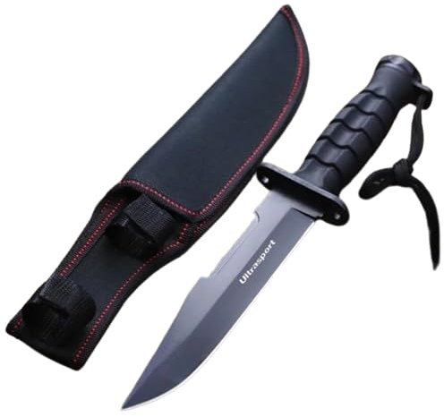 Couteau à Grande Lame Fixe de 18cm + manche 12cm avec Fourreau nylon. Idéal, Outdoor, Chasse, Bushcraft, toutes activités extérieures,Randonnée, Camping Son surnom: LE BIG BIG ;))))