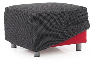 FAVERTI® Super elastischer Sitzsackbezug, quadratisch, 60 bis 90 cm Seitenlänge, Modell Novelle, dunkelgrau, Qualitätsschutz aus Jacquardgewebe, Baumwollgefühl, quadratischer Ottoman-Bezug
