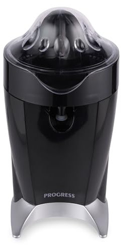 Progress EK5882PVDE, Exprimidor de cítricos eléctrico - directo al vaso, incluye dos conos de licuado intercambiables, uno amplio y otro pequeño, rotación multidireccional, 60 W