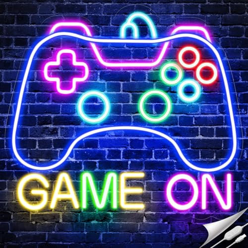 STYPOP Insegna al neon per la decorazione della sala giochi, Game On Neon LED Sign per gamer decorazione da parete, insegna luminosa al neon da gioco per la decorazione della camera da letto degli