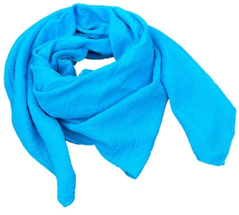 Seaside No.64 - XXL Musselintuch mit gesäumten Rändern - Quadratischer Schal in 140x140 cm - 100% Baumwolle, angenehmes Tragegefühl - tolle Farben für jedes Outfit, jede Jahreszeit (himmelblau)