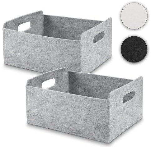 beschmann Aufbewahrungskorb Filz Organizer faltbare Aufbewahrungsbox Filz Box Aufbewahrung Filz Aufbewahrungsbox Kleiderschrank Regal Korb Filzkorb Aufbewahrung Kleiderschrank (grau, 2er)