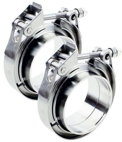 ROADFORMER Silver Stainless Steel Male Female Flanged Quick Release V-Band Clamp 4 - 2 Sets