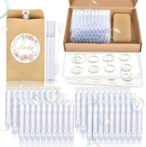 Ulikey Seifenblasen Hochzeit Set mit Herzgriff, 60 Stück Wedding Bubbles, Mini Seifenblasen in weiß mit Tasche Aufkleber für Taufe Geburtstag Valentinstag Gastgeschenke Hochzeit Tischdeko