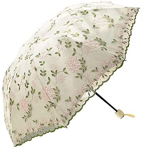MCLIUJIA Parapluie Pluie Dentelle Parapluie Pliant Anti-UV Parasol Soleil Parapluie Vintage Parapluies Extérieur Broderie Parapluie pour Femmes Ombrelle(A)