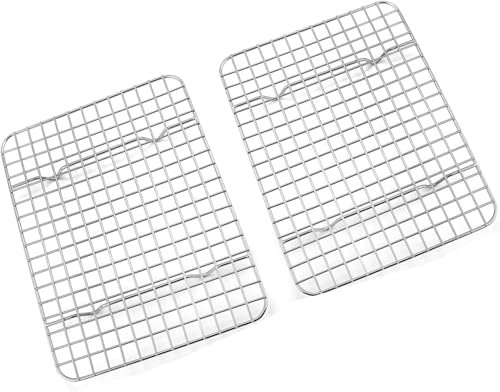 Rejilla para Enfriar, Rejilla para Pasteles Rectangular de Acero Inoxidable, Rejilla para Enfriar, Saludable y Duradera, 2 Piezas de Rejillas para Hornear Reutilizables, 24,8 cm × 18,9 cm × 2 cm