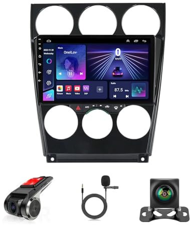 9 Inch Touch Screen Car Radio Android 14 Bluetooth Car Stereo Radio For Mazda 6 2004-2015 With WiFi Steering Wheel Controls Bluetooth GPS Navigation Carplay AHD Reverse Camera(V4 8+128G)