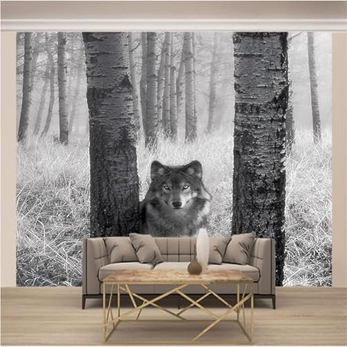 ZYCAFJ Papier Peint 3D Loup Tapisserie Peinture Murale Papier Peint 3D Photo Poster Fresque Salon Chambre Bureau Couloir Mural Décoration 430cm×300cm(LxH)