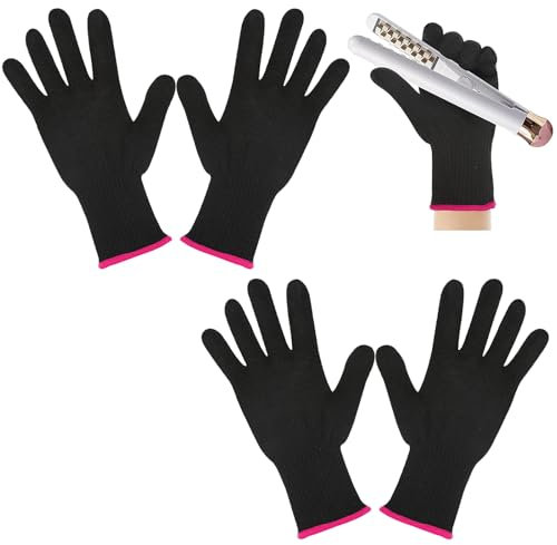 Ptwola 2 Paar Professionelle Hitzebeständige Handschuhe Heißhandhandschuhe Haarstyling Anti Dauerwell Hitzeschutz Sublimationshandschuhe für Frauen Damen Lockenstäbe Glätteisen Styling-Werkzeug