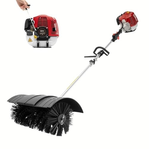 Garbenat Kehrmaschine 52CC Schneefräse Benzin 1.25KW 2-Takt Motorbesen Handkehrmaschine Schneefräsen mit 51cm Bürstenbreite Schneeräumer für Kunstrasen, Draußen Gras, Straßen