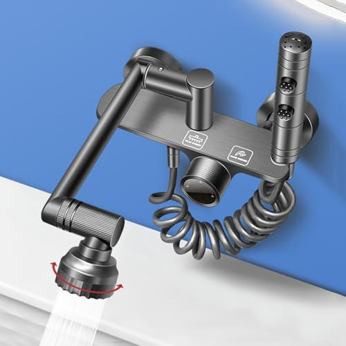 Unterputz-Multifunktions-Wasserhahn, Zwei-Funktions-Küchenarmatur mit Spritzpistole, heißes und kaltes Waschbecken Balkon Waschbecken 2 in 1 Wasserhahn