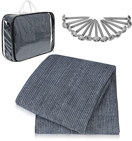 AufuN Vorzeltteppich Markisenteppich, Outdoor Campingmatte 250x250cm, Teppich für Zelt Wohnmobil aus HDPE, wasserdichte Zeltplane mit Ösen, universal Footprint für Zelte (2.5x2.5m)