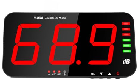 Dezibel-Meter-Recorder, Großer Bildschirm, Wandmontage, Schallpegelmesser, Klassenzimmer-Schallmesser, Luftfeuchtigkeitsmesser mit Pegelanzeige, Summer, Automatische Speicherung,