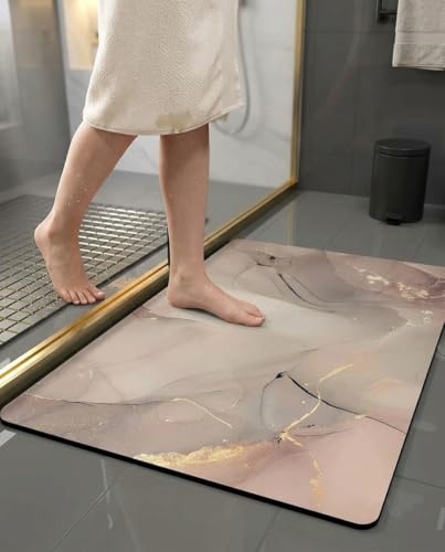 Pinkrin Badematte rutschfest - Saugfähige und Schnelltrocknende, weicher und bequemer Duschvorleger, Moderne Badezimmer Matte pflegeleicher Badezimmerteppich für Dusche, Badewannen, Toilette