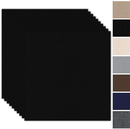 Teppichfliesen Selbstklebend 50x50cm - 10 Stück Set - 2.5m² - Teppich Fliesen mit Rückendeckung, Selbstklebend Teppichboden, Strapazierfähiger Teppich Bodenbelag für Wohnung, Büro, Gewerbe, Schwarz
