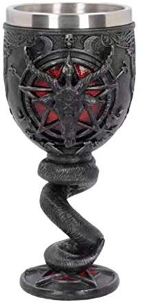 QXSJEDYCH Tasse à bière en corne de pentagramme gothique du moyen âge, en acier inoxydable, résine 3D, verres à café, gobelet, ventilateur mystique Wicca