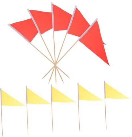 UPKOCH 10 Stück Rasenmarkierungsfähnchen 40cm Holzstab Mit Dreieckigen Polyester Flaggen Rot/gelb Wetterbeständige Markierungsflaggen Für Gartenbewässerung Haustiertraining Und Baustelle
