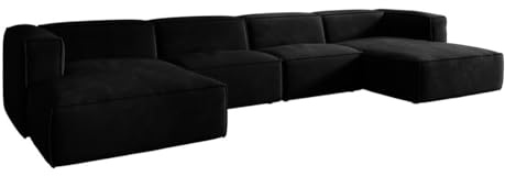 Luxusbetten24 Designer Sofa Comfy U in Samt Schwarz