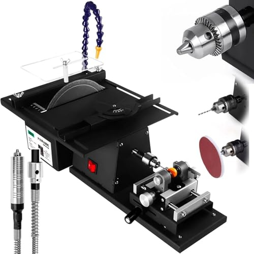 Lucidatrice professionale per gioielli con albero flessibile e trapano, tornio da banco da 1850 W per taglio, molatura, intaglio e regolazioni dell'angolo di 0-90 °