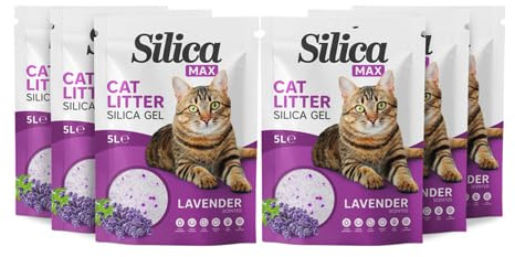 FabFinds Silica Max Cat Litter Crystals Non-Clumping, Long Lasting Litter with Lavender Scent Dust Free 5L (1Pack Lavender)