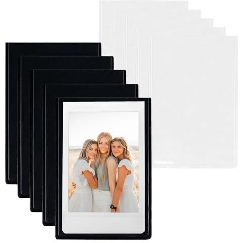 Arvoni 10 Stück Mini Magnet Bilderrahmen, Magnetische Bilderrahmen Magnetisch Kleiner 6,3 x 9,3cm, Magnetrahmen für Fenster, Wände, Kühlschränke für 5,5 x 8,4 cm Bilder(Schwarz + Weiß)