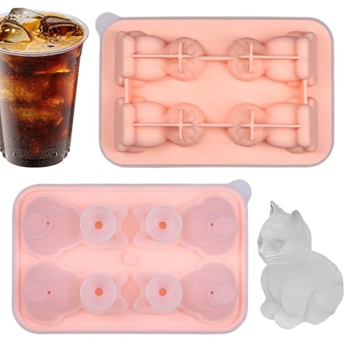 Cat Tray, Silicone Maker 3D, Novelty Ice Mould for Whisky Cocktails, Animal Motif, Kitchen Accessories, Cool Drink Gadgets for Juice, Household, Bar, Garden