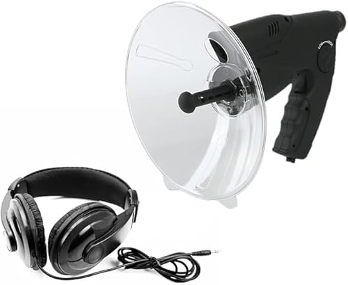 Microfono direzionale - Microfono parabolico - Dispositivo di ascolto 200 m - Detective - Con cuffie, binocolo ingrandimento 8X - Amplificatore sonoro per l'osservazione degli uccelli, registrazione e