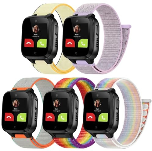 Zspoly 5 Stück Nylon Armband 16mm Kompatibel mit XPLORA Kidzi/Xplora X5 Play/XGO 2/XGO 3 Armband Kinder, Ultra-Leichtes Atmungsaktiv Verstellbares Klettverschluss für Mädchen Jungen