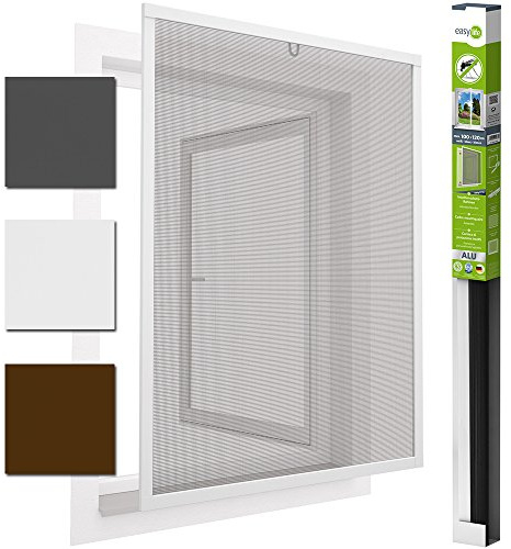 Insektenschutzfenster Alu Fliegengitter 100 x 120 cm easyLINE Weiss