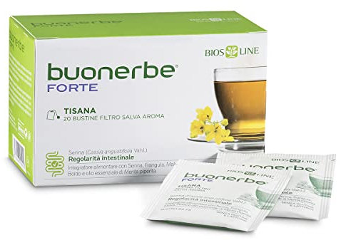 BIOS LINE Buonerbe Tisana Forte, 20 bustine con Filtro Salva Aroma, Ideale per Favorire La Fisiologica Attività Intestinale