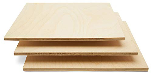 Compensato di betulla baltica da 6 mm, 6 mm x 61 x 61 cm, scatola di 4 pezzi in legno di tiglio, più resistente dei fogli di tiglio, per laser, taglio CNC e combustione del legno, Woodpeckers