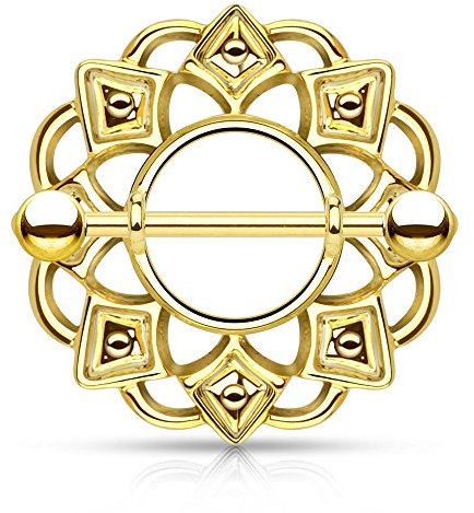 eeddoo Brustwarzen-Piercing Tribal Gold Edelstahl