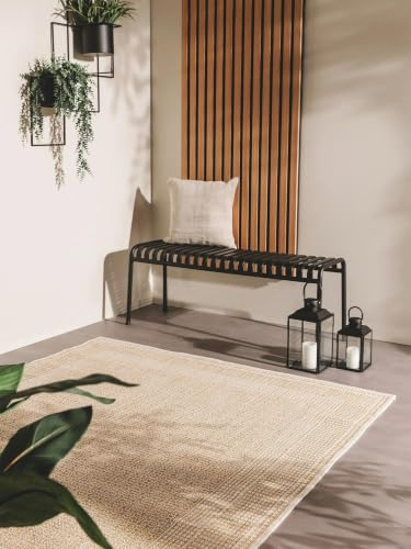 benuta Nest Teppich Cleo - Creme/Beige 200x290 cm - Kunstfaser - Outdoor geeignet - Rechteckig & im Style: Geometrisch, Zickzack, Boho-Style - Pflegeleicht für Wohnzimmer Schlafzimmer