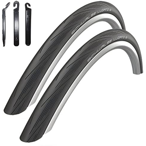 2 x Schwalbe Lugano 2 28 Rennradreifen Reifen Schwarz 700 x 23C (23-622) inkl. 3 Reifenheber