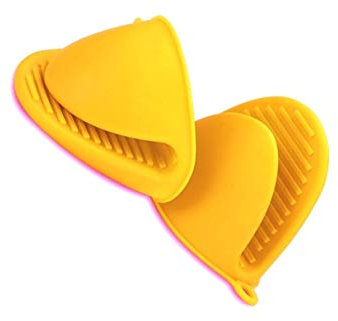 ZOZOSEP Antiscottatura Guanti Pinch Holder Grips Pot Presine Mini Giallo Silicone 2 pz