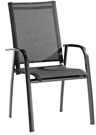 SIEGER Padua Stapelsessel - Garten - Stuhl - Outdoor, Essen - Aluminium - Anthrazit - Platzsparend