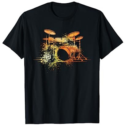Grunge Rock Heavy Metal Punk Drummer Band Musik Drumsticks Vintage Schlagzeug T-Shirt für Schlagzeuger und Schlagzeugbegeisterte (Herren, Unisex Kinder) - Schwarz, Kurzarm, T-Shirt, S
