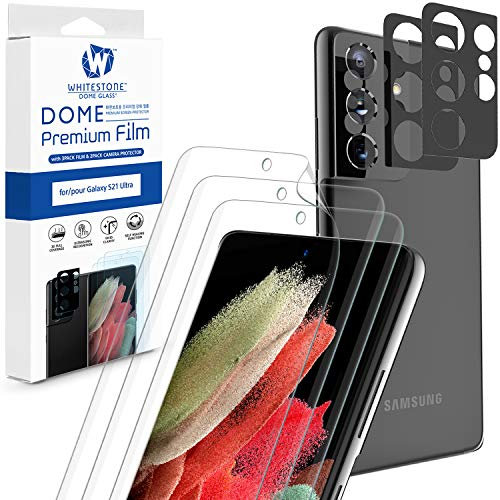 Whitestone Lot de 3 + 2 films protecteurs d'écran pour Galaxy S21 Ultra