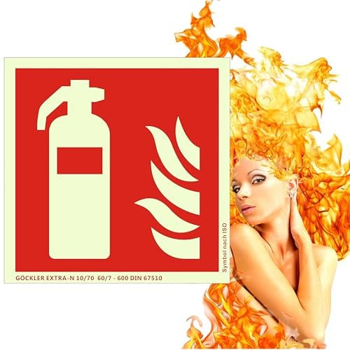Brandengel® Hochwertiges Schild Feuerlöscher PVC nachleuchtend selbstklebende Schaumschicht 150 x 150 mm F001, Kunststoffplatte DIN EN ISO 7010 DIN 67510 ASR A1.3 - SUPER-N 10/230 60/24-3400