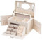 AdelDream Schmuckkästchen Schmuckkoffer groß abschließbar mit Spiegel schmuck box jewellery box für Ringe Ohrringe geschenke grosser schmuckbox abschließbar Weiß