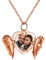 PROSILVER Damen Silber 925 Herz Flügel Anhänger Halskette personalisiert Foto Medaillon zum Öffnen Rosegold vergoldet aufklappbar Amulett Schmuck Accessoire für Freundin Ehefrau