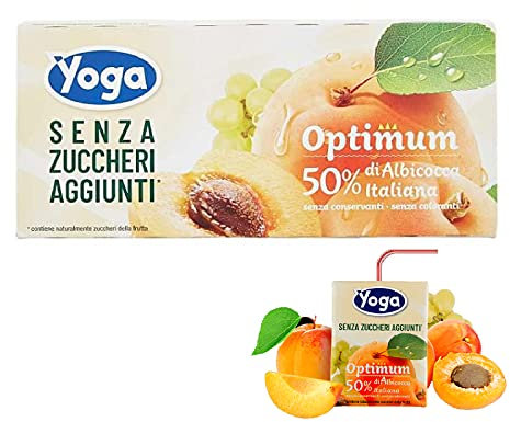 8 CONFEZIONI SUCCO DI FRUTTA YOGA SENZA ZUCCHERI OPTIMUM ALBICOCCA 3 X 200 ML