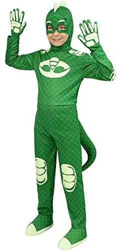 Funidelia Gecko PJ Masks Kostüm Deluxe für Jungen, Offizielle Lizenz, Größe 5-6 Jahre Zeichentrickfilm, Catboy - Verkleidung für Kinder für Partys, Karneval und Halloween