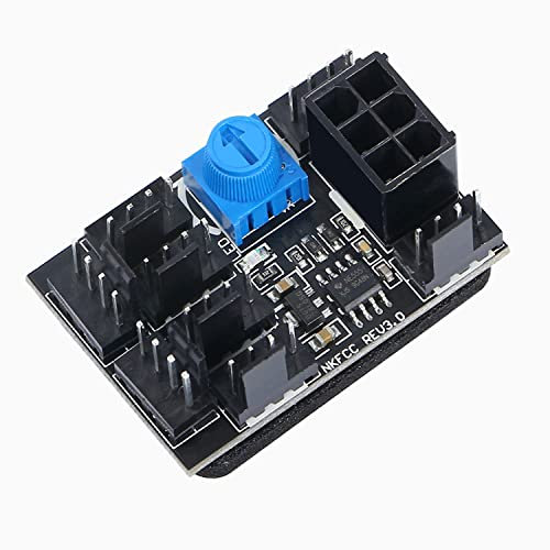 3 Pin 4 Pin Fan Adapter PWM PC Chassis Cooling Fan Hub 8 Way Splitter 12V Speed Controller with 6 Pin Power Port