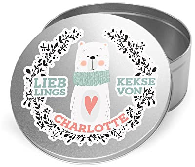 GRAZDesign Keksdose personalisiert mit Namen | Weihnachtskekse-Dose runde Gebäckdose | Plätzchendose mit Namen | Dose für Weihnachtsplätzchen Geschenk Lieblingskekse von Wunschname