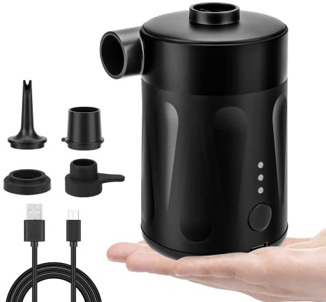 FreeLionVon Pompe Electrique 2 en 1 Gonfleur et Degonfleur Portable sans Fil USB Rechargeable, Mini Pompe à Air avec 4 Embouts pour Le Matelas,Camping Coussin,Bateau,Anneau de Natation
